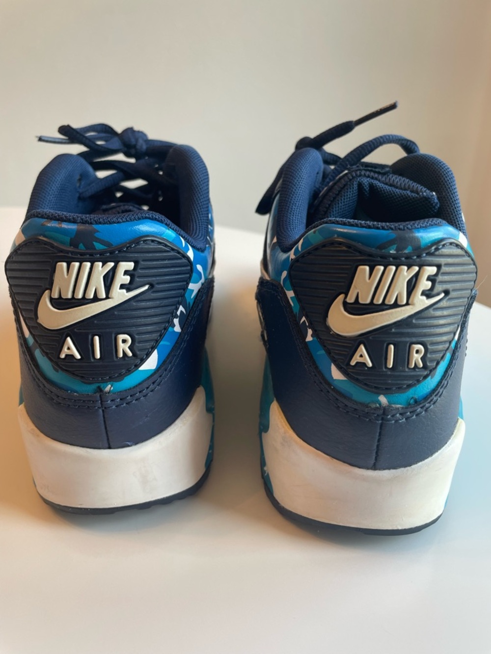 Nike Air Max 90 Sneakers: Navy and Bright Blue Camo